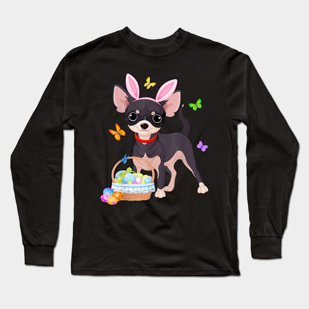 Funny Chihuahua Tee Shirt Bunny Egg Easter Gift Dog Lovers Long Sleeve T-Shirt by craiglimu